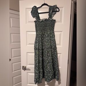 Hill House Green and Black Patterned Nap Dress